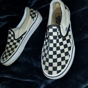 Checkered vans slip ons